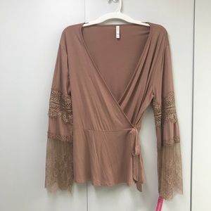 90’s inspired Mauve Wrap Around Surplice Top